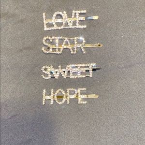 Silver diamond hair clips